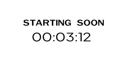 Countdown timer illustration.  Starting soon timer clock. Minute and second timer number.