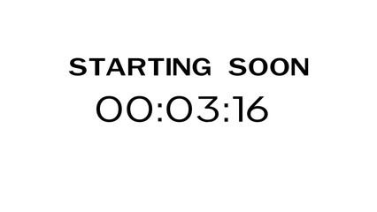 Countdown timer illustration.  Starting soon timer clock. Minute and second timer number.