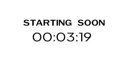 Countdown timer illustration.  Starting soon timer clock. Minute and second timer number.