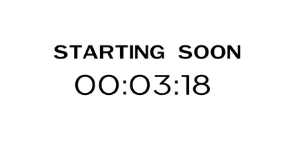 Countdown timer illustration.  Starting soon timer clock. Minute and second timer number.