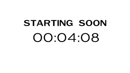 Countdown timer illustration.  Starting soon timer clock. Minute and second timer number.