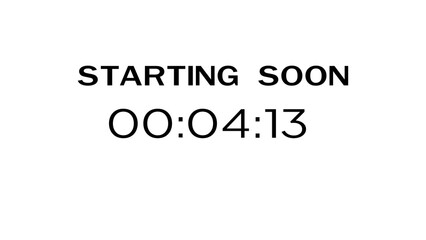 Countdown timer illustration.  Starting soon timer clock. Minute and second timer number.