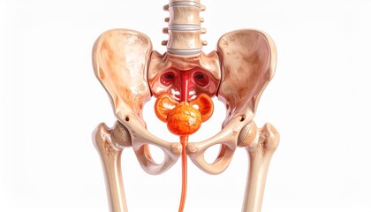 Human Urinary System Anatomy - Pelvis, Kidneys, Bladder, and Ureters.