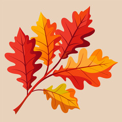 Autumn Oak Leaves Botanical Vector