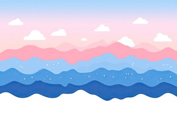 Pastel mountain landscape with white clouds and gentle gradient