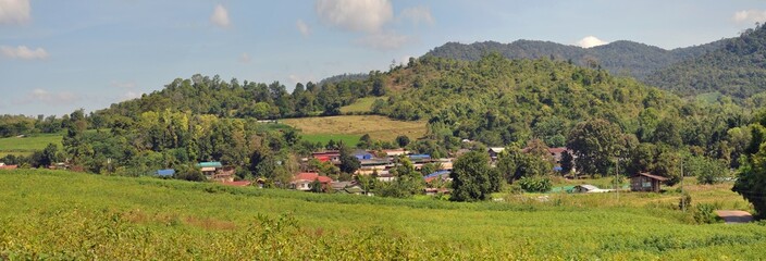 panorama of small village in the mountains