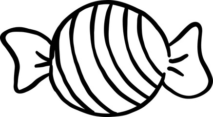 Christmas Outline Wrapped Striped Candy Cartoon Hand Drawn Doodle