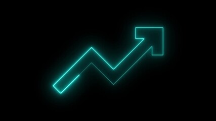 Abstract glowing neon business graph growth arrow up arrow. business growth arrow concept. Business line arrow. on 4k video animation .growth trend Green line graph going Up - Powered by Adobe