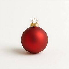 matte red Christmas bauble isolated on clean white background, minimal smooth surface, soft shadow, modern simple decoration
