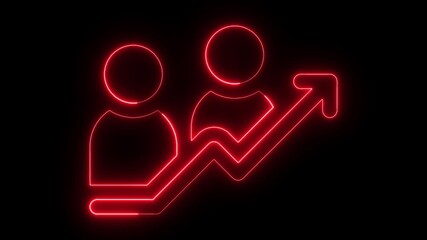 Business improve concept, Man market signs in neon lights Glowing neon line of man icon above growing index isolated on transparent could perform better background.