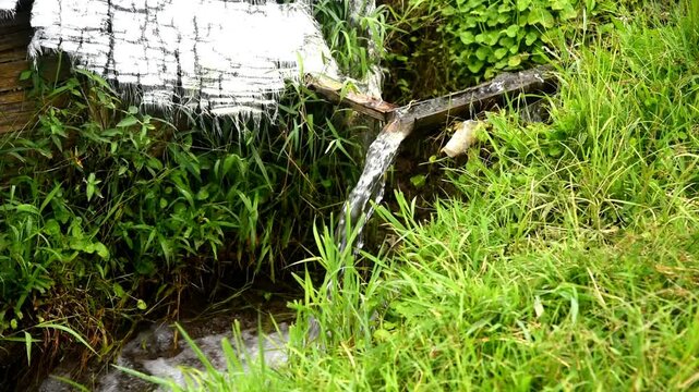 Small water irrigation on the rice field