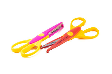 Two Brightly Colored Craft Pattern Scissors.