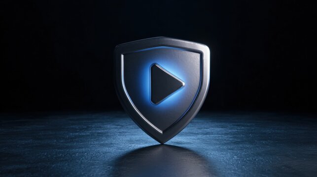 Protected Streaming Content Symbol Featuring Shield Icon for Digital Copyright Defense in Modern Technology