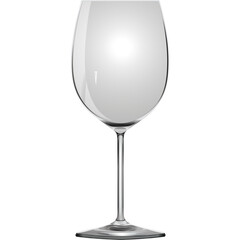 Empty Clear Wine Glass Stemware with Reflective Surface and Transparent Background Isolated Studio Shot
