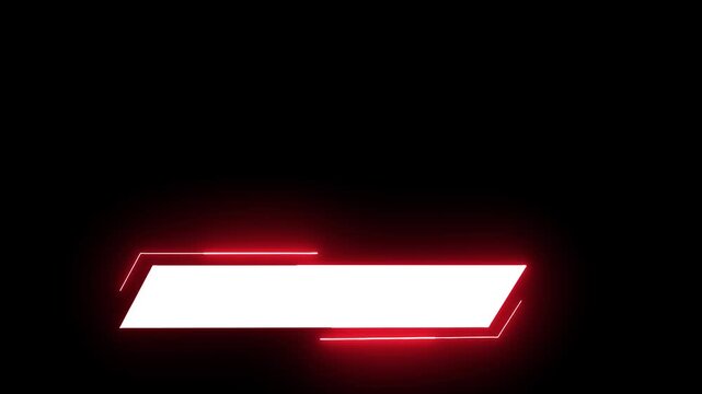 red color neon lower third animation 4k.