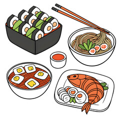 japanese tasty food on white background