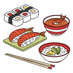 japanese tasty food on white background