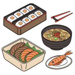 japanese tasty food on white background