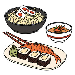 japanese tasty food on white background