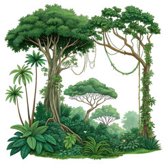 jungle top view isolated on white background