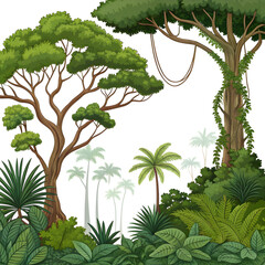 jungle top view isolated on white background