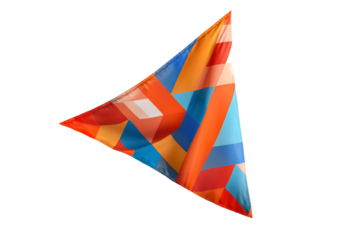 Colorful geometric patterned kite isolated on transparent background