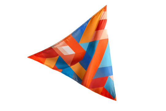 Colorful geometric patterned kite isolated on transparent background