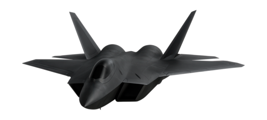 Dual-engine stealth aircraft featuring bottom air intakes and jagged edges.