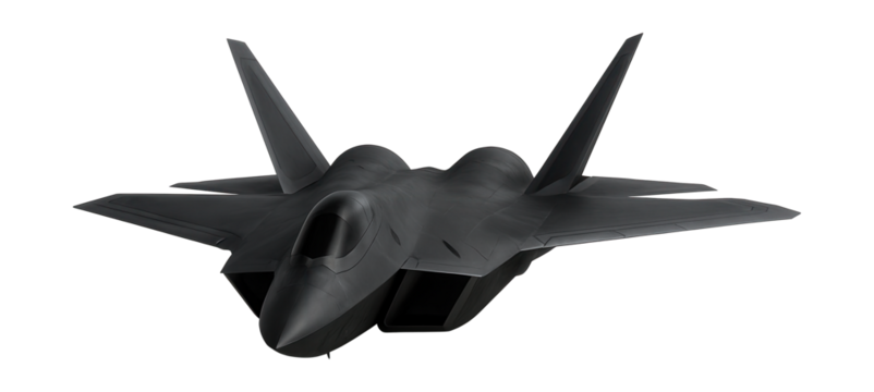 Dual-engine stealth aircraft featuring bottom air intakes and jagged edges.