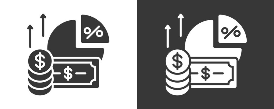 Profit Margin Icon Set Vector Collection Isolated In Black And White