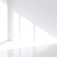 Fototapeta premium A bright, airy white room featuring multiple large windows, allowing soft natural light to flood in, creating a warm and inviting atmosphere.