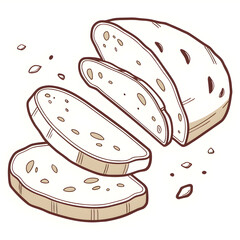 piece of a dry white bread bruschetta or baguette