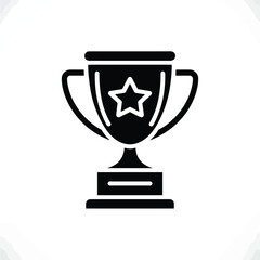 Black silhouette of a trophy with a star emblem