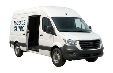 High-roof mobile clinic van with a sliding side door.