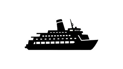 Obraz premium Vector illustration&nbsp;of silhouette icon of a large passenger ferry boat or cruise ship isolated on transparent background