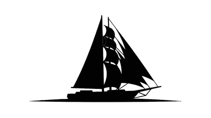 Vector illustration&nbsp;of silhouette of a classic tall ship sailboat with full sails isolated on transparent background