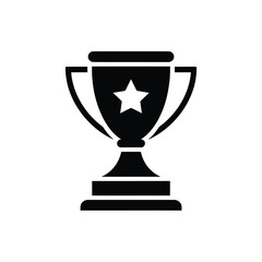 Black silhouette of a trophy with a star on a white background