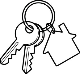 key home keychain and keys icon for real estate and security