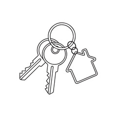 key keyring with house charm and two keys vector illustration