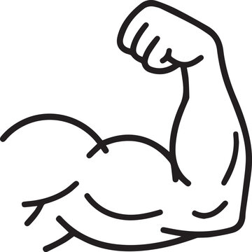 muscle arm flex icon line art biceps strength fitness symbol