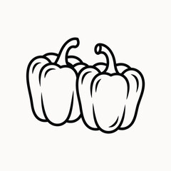 Simple outline drawing of two bell peppers