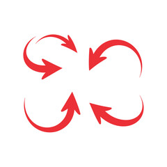 Four red arrows forming a circular motion or cycle