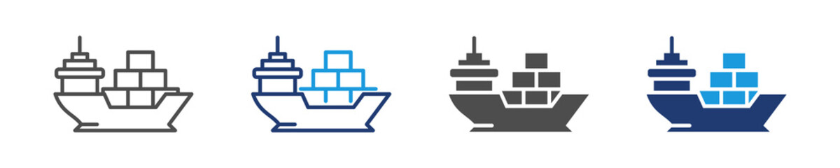 cargo ship icon set multiple style © Dahlianiqi