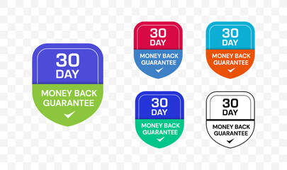 30 day money back guarantee badge logo. 30 day refund assurance label.