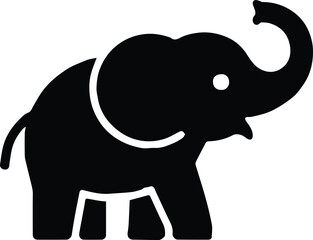 elephant silhouette logo raised trunk vector icon for branding