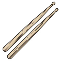 wooden drum sticks on white background