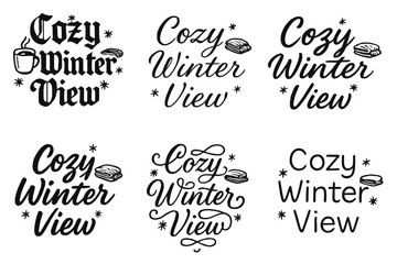 Fototapeta premium Cozy Calligraphy Styles. Cozy Winter View. Create a calligraphy lettering illustration of the phrase: Cozy