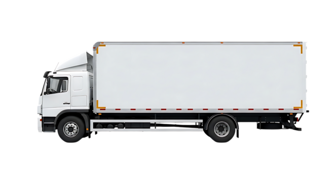 White box truck with reflective stripes on a vehicle transportation