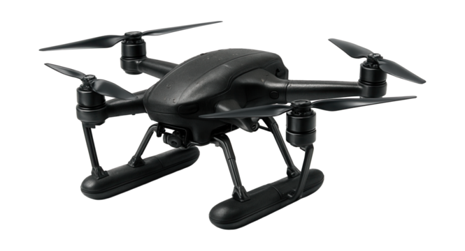Waterproof amphibious drone featuring retractable landing gear.