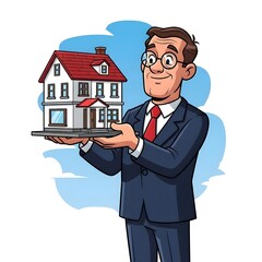 real estate agent with house